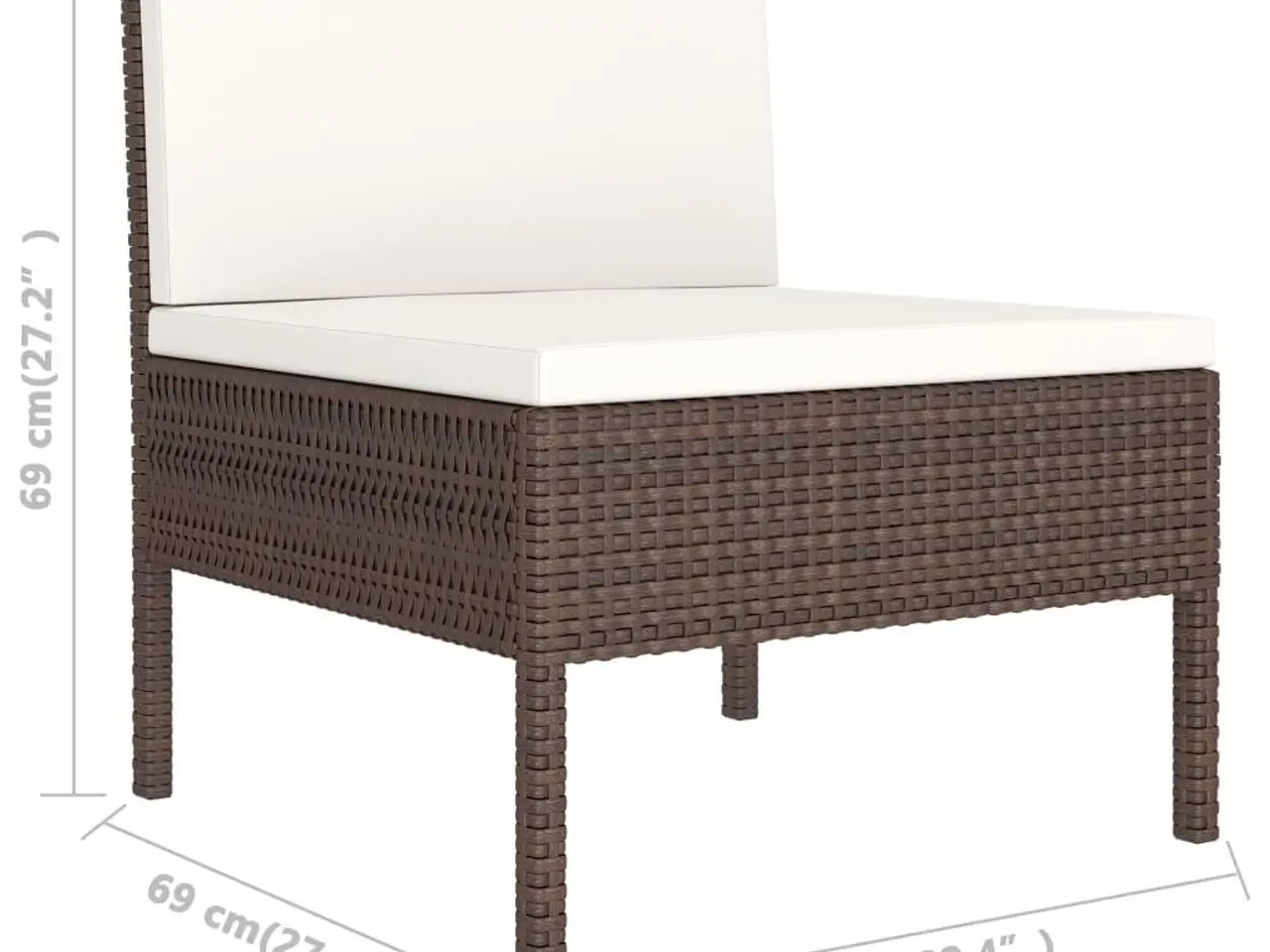 Billede 7 - Loungesæt til haven 3 dele med hynder polyrattan brun