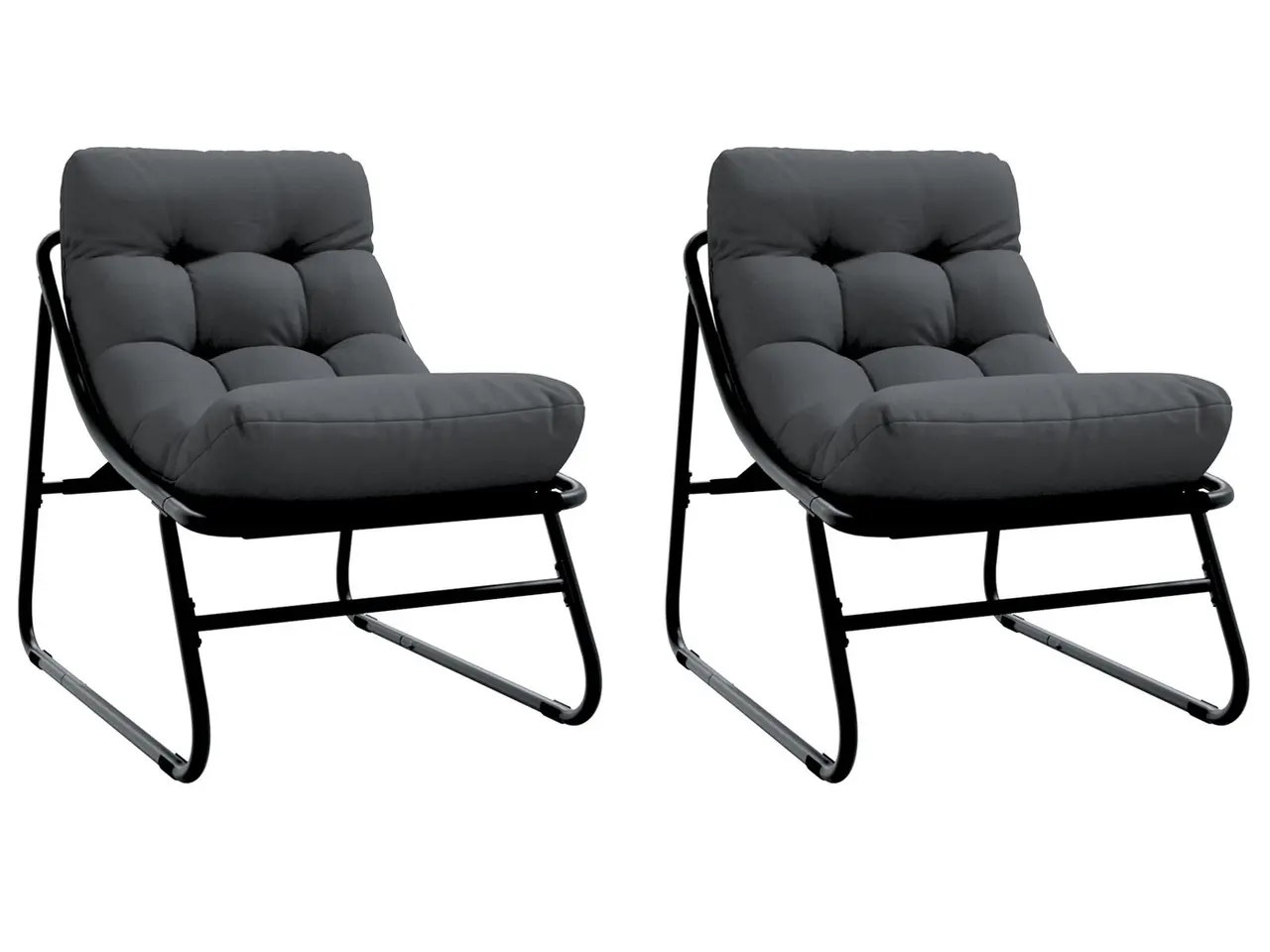 Billede 3 - Havemøbler med pude 2 stk Sort 60 x 80 x 71cm Metal
