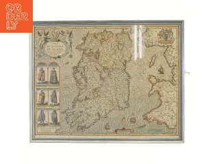 Kort over Irland i ramme (str. 55x43,5 cm)