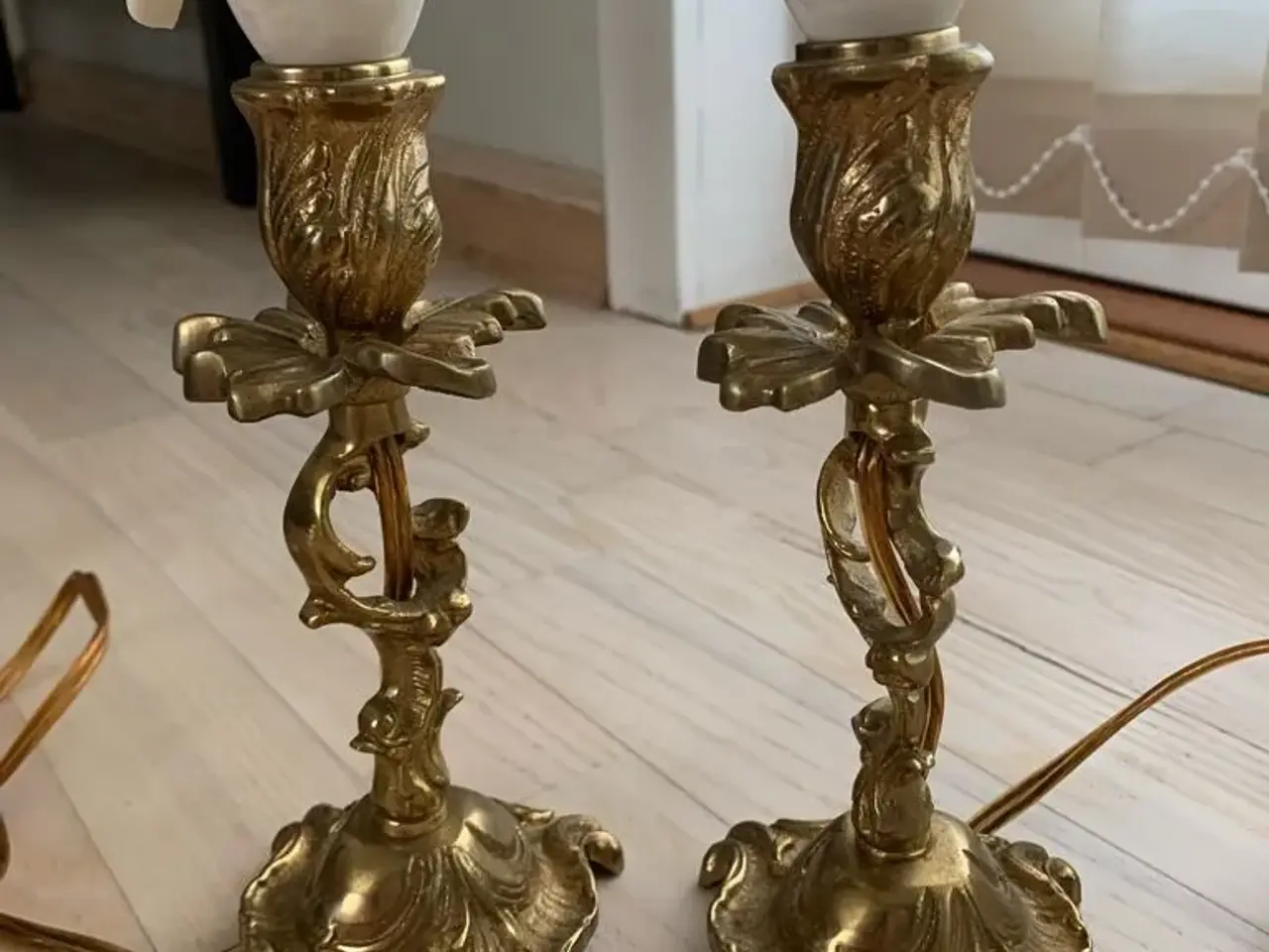 Billede 1 - Bordlamper i messing/metal. 34cm høje