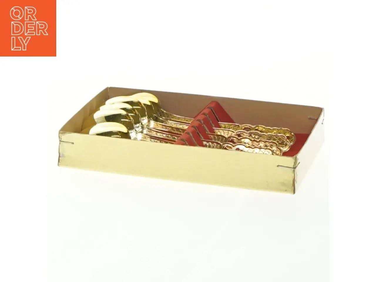 Billede 3 - Gyldne teskeer i æske (str. 10,5x2,5 cm)
