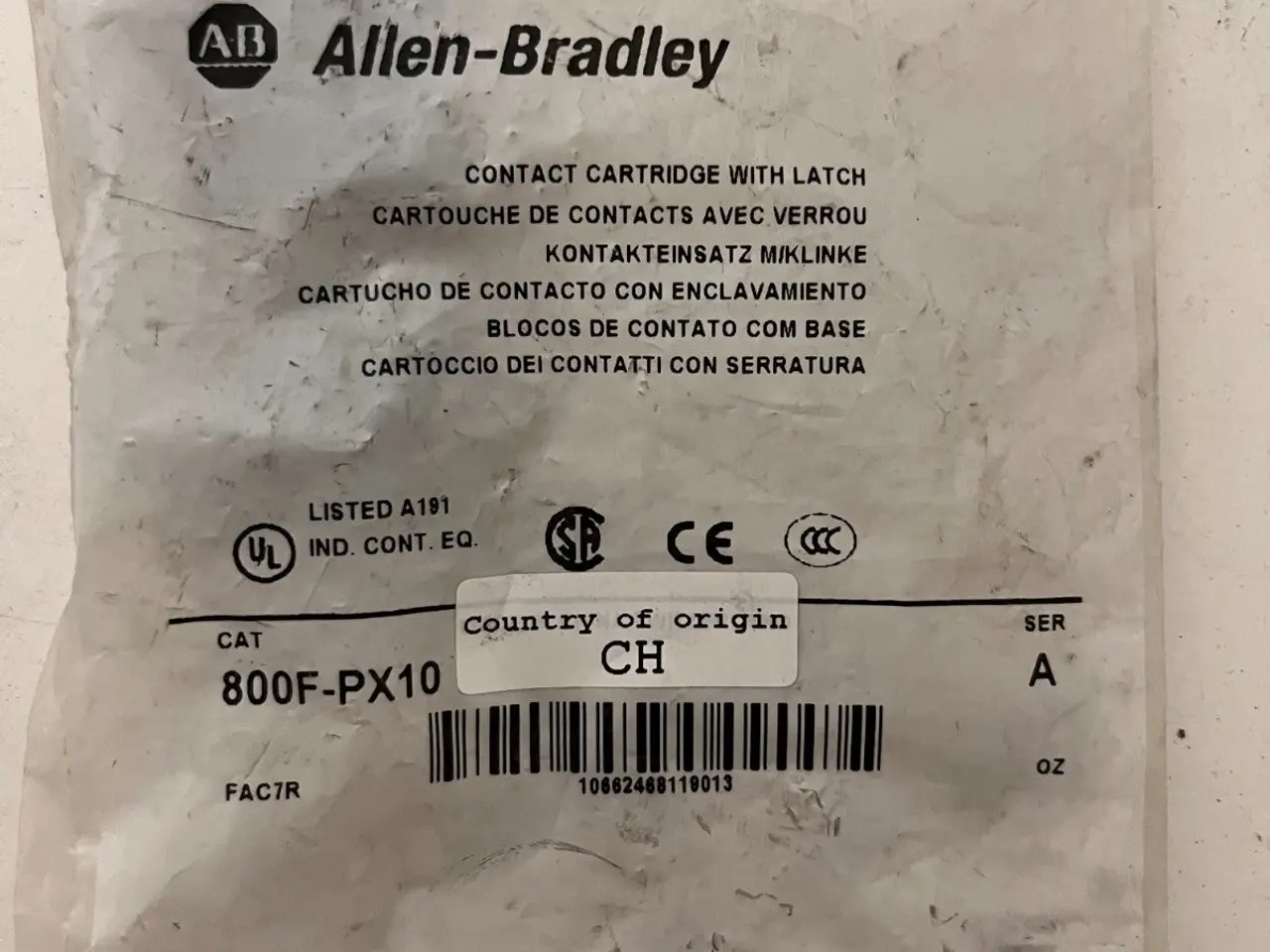 Billede 3 - Allen-Bradley 800F-PX10 Contact Cartridge w/ , A,