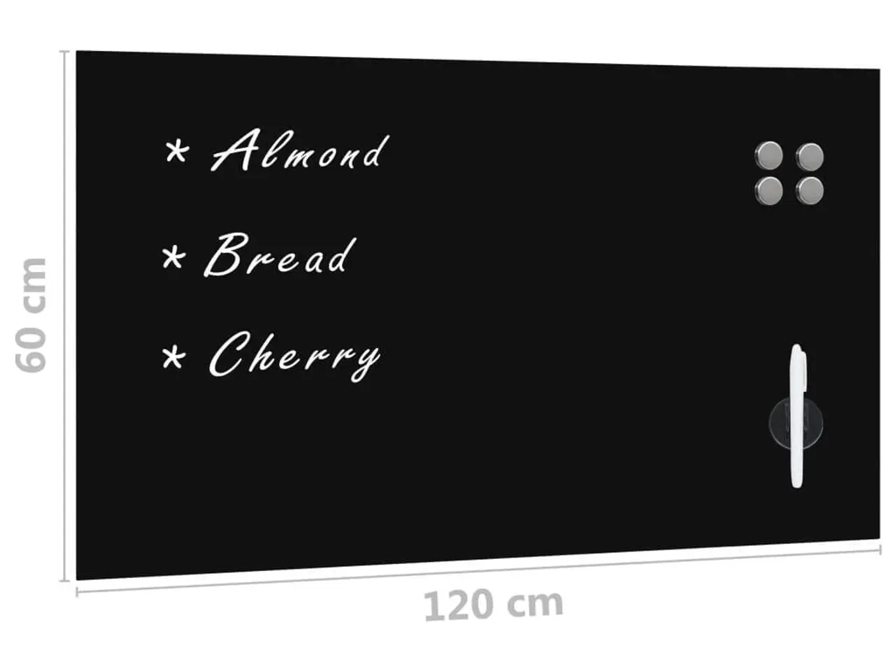 Billede 5 - Magnettavle i glas - væghængt 120 × 60 cm, sort
