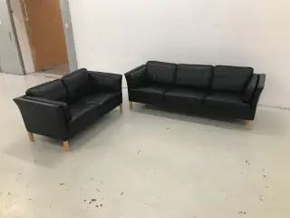Mogens Hansen MH2225 3+2 Pers.Sofaer i sort læder