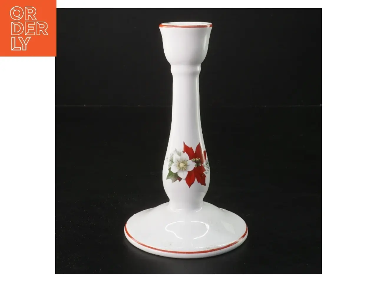 Billede 1 - Lysestage i porcelæn med blomsterdesign (str. 17,5 cm)