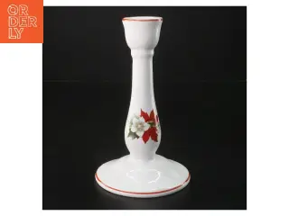 Lysestage i porcelæn med blomsterdesign (str. 17,5 cm)
