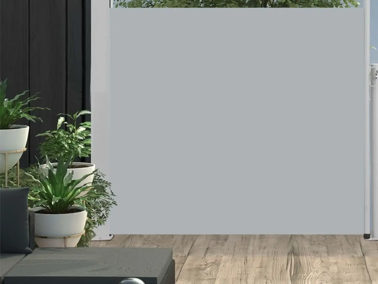 Billede 1 - Sammenrullelig sidemarkise til terrasse 100 × 300 cm - grå