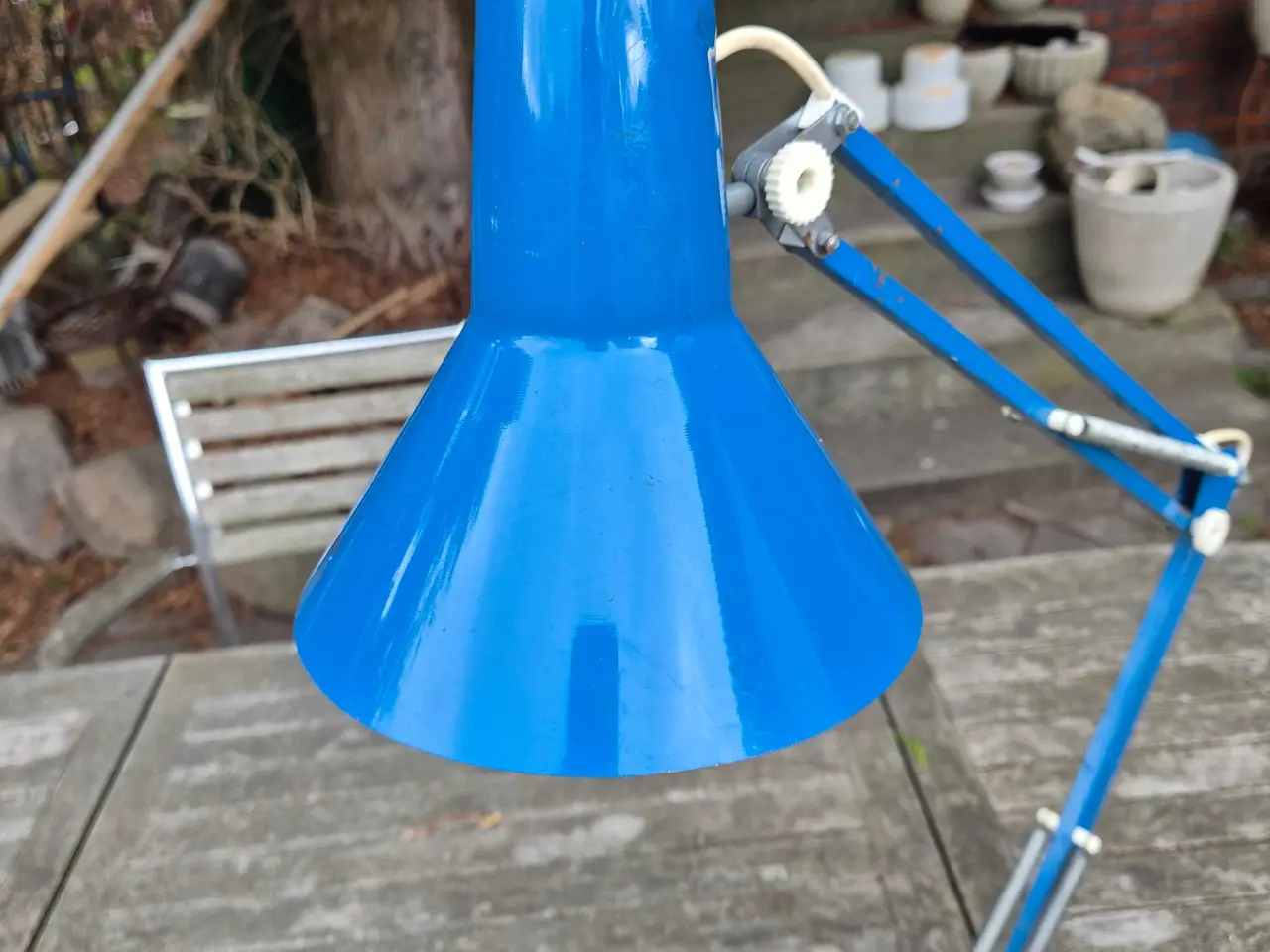 Billede 3 - Blå arkitektlampe på rund fod