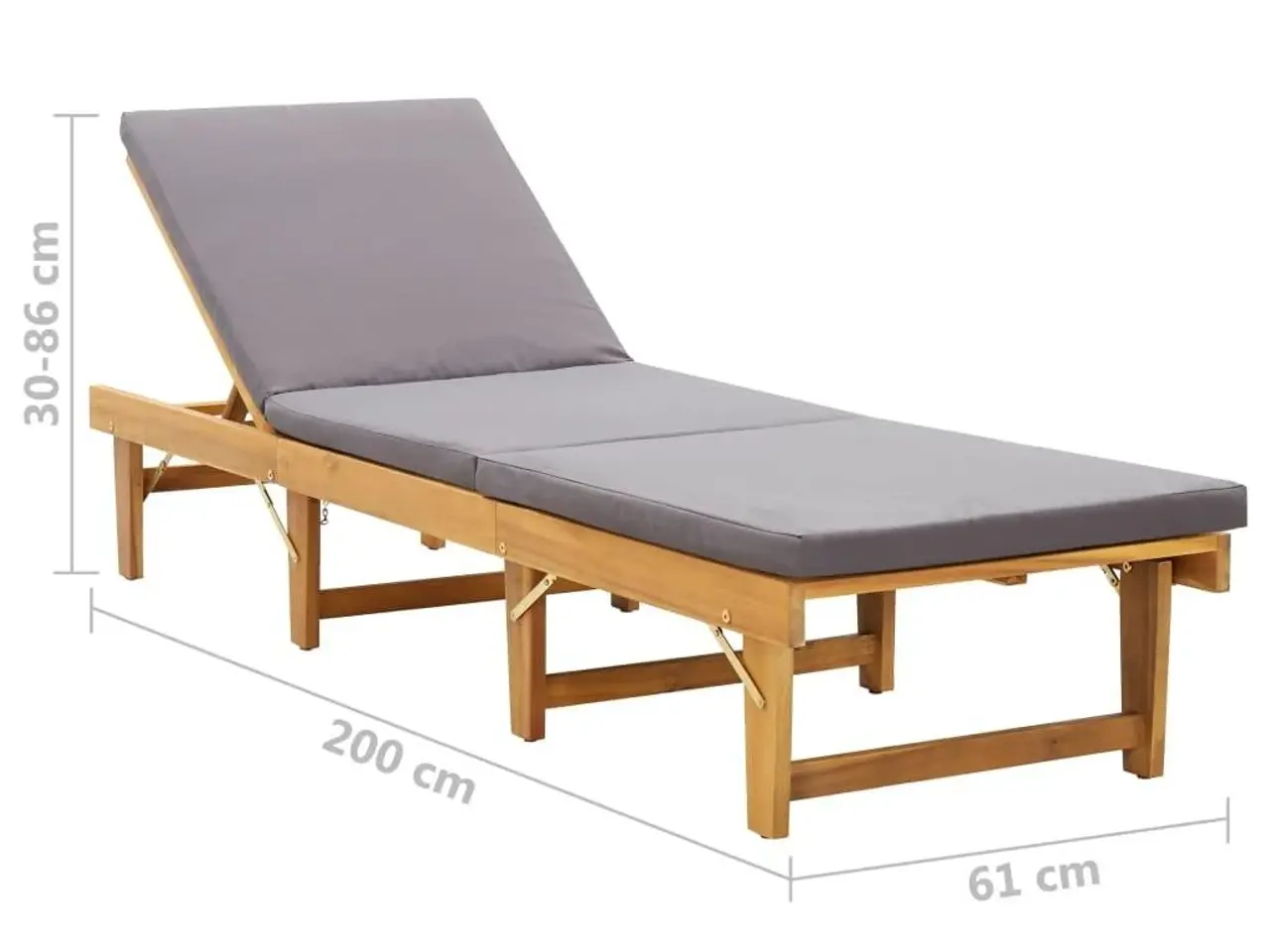 Billede 8 - Foldbar liggestol med hynde - massivt akacietræ, mørkegrå