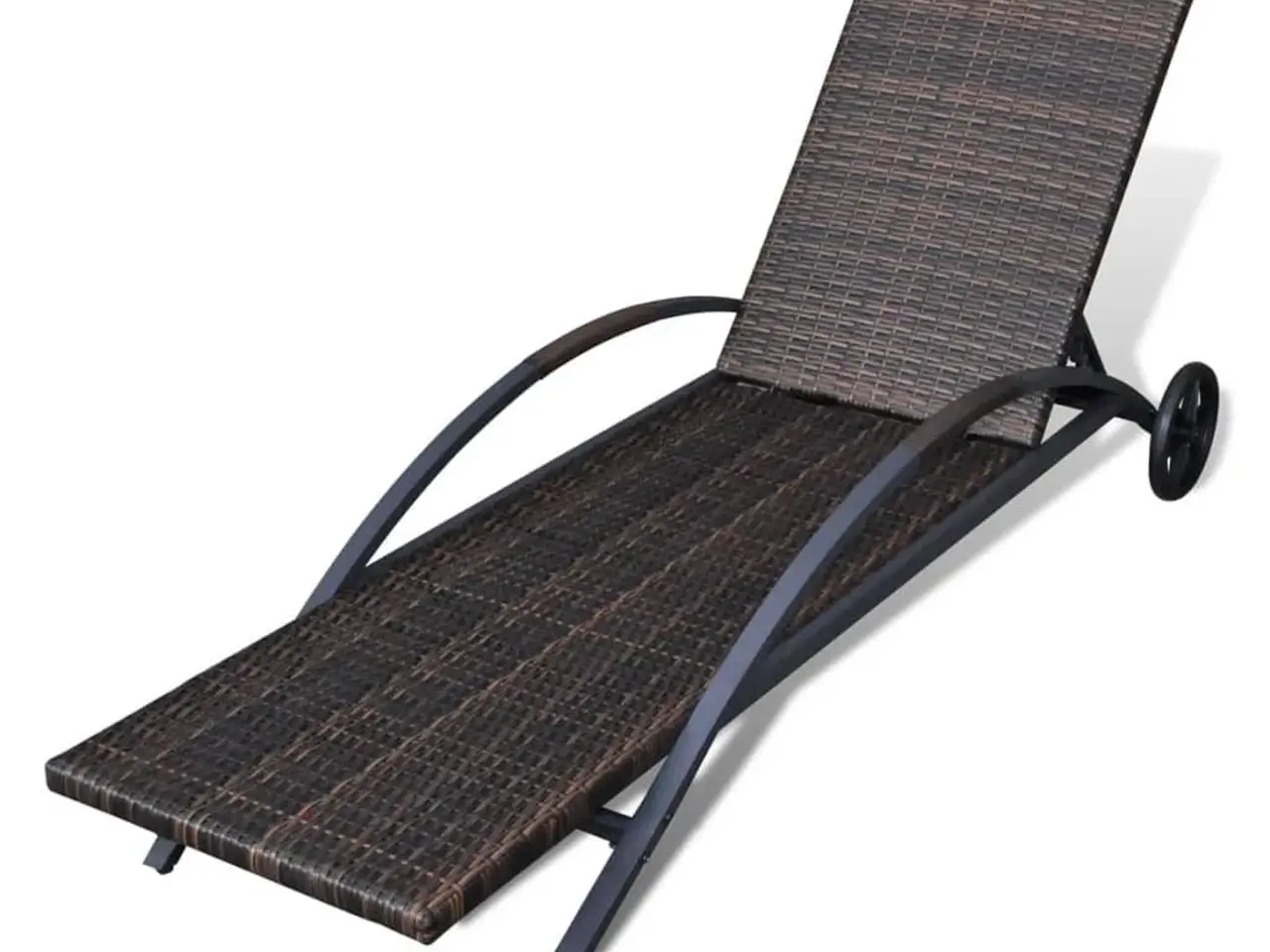 Billede 5 - Solseng med hynde og hjul - polyrattan, brun