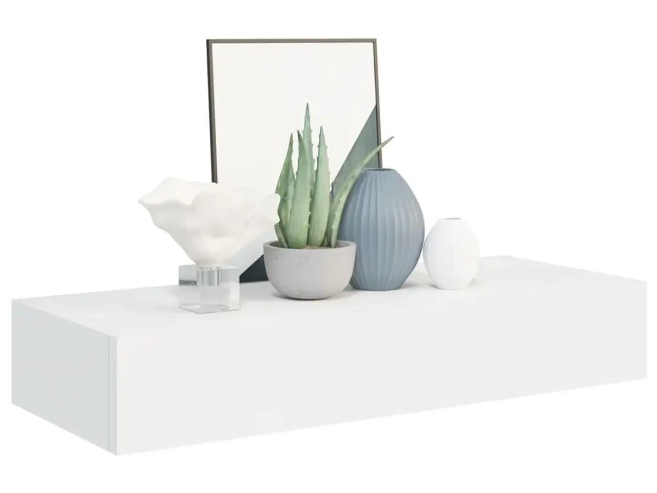 Billede 3 - Væghylder med skuffe 2 stk. - hvid 60 x 23,5 x 10 cm