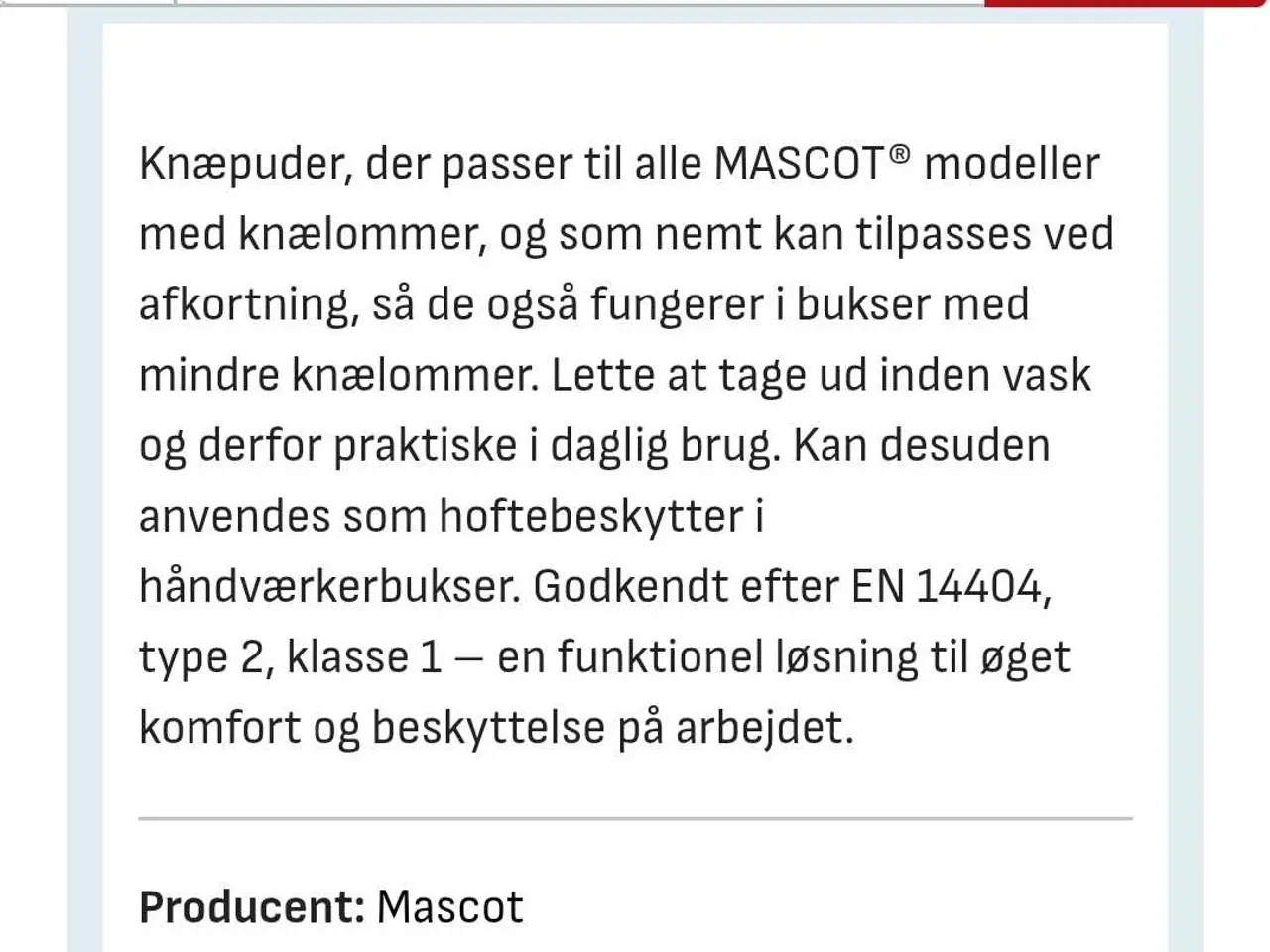 Billede 3 - Mascot knæpuder – helt nye (100 kr./par)