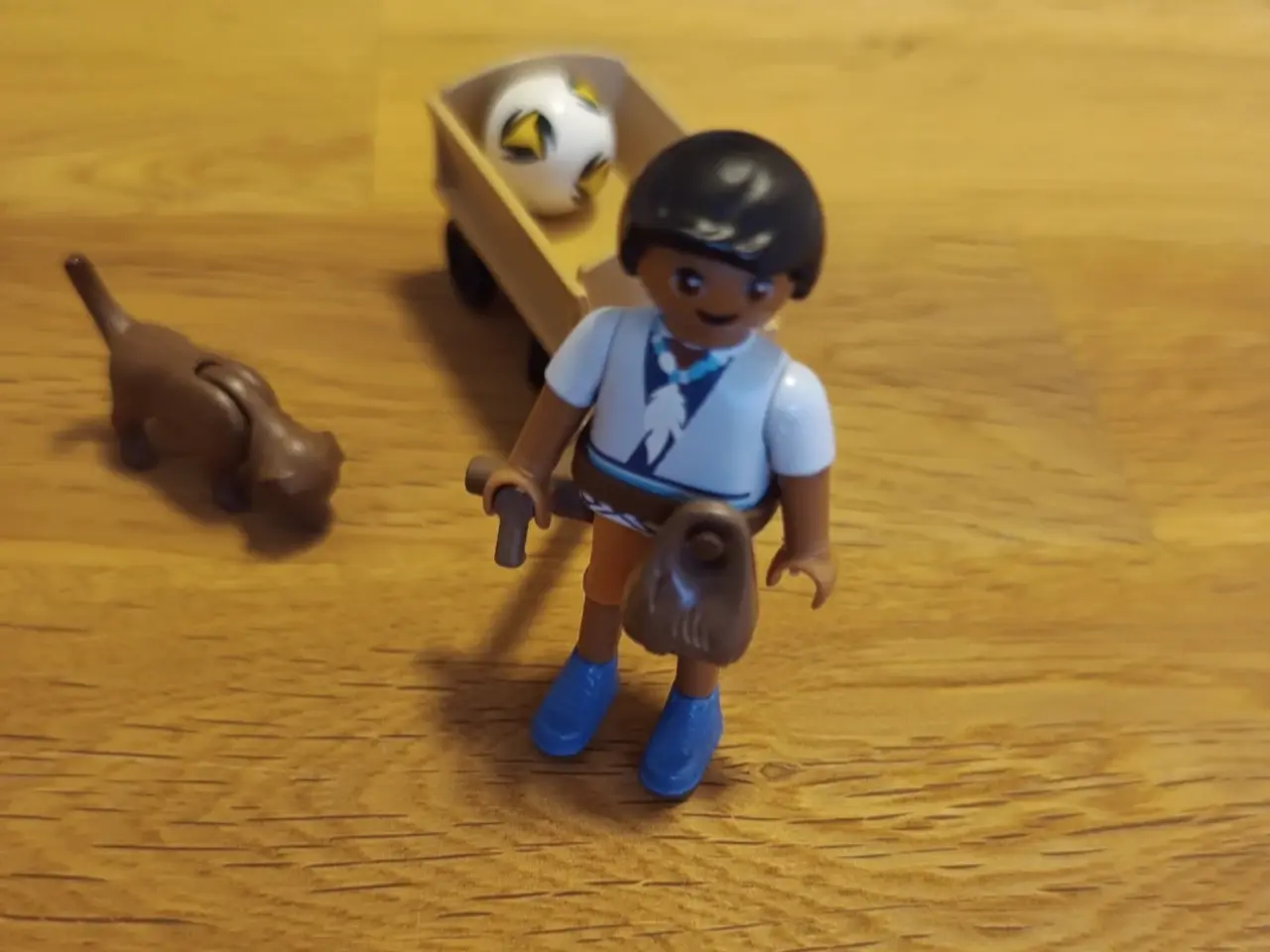 Billede 1 - Playmobil dreng med trækvogn, hund og bold