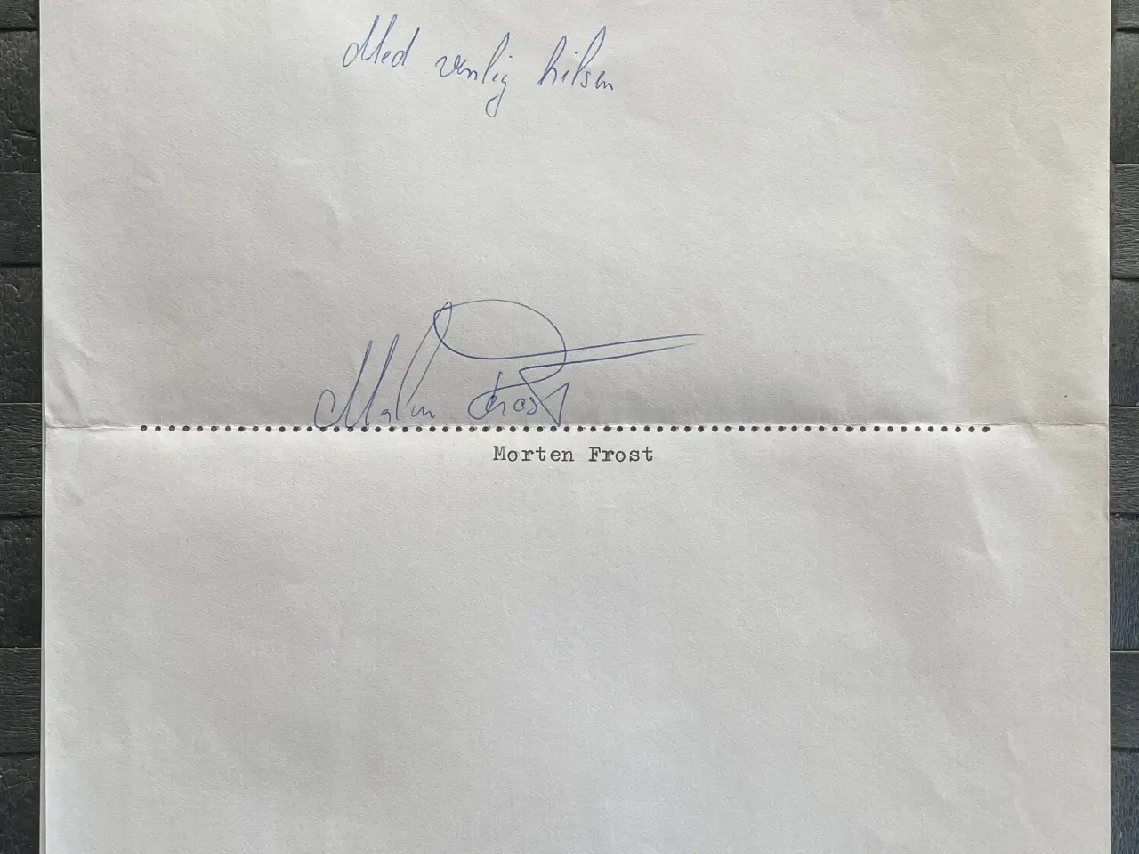 Billede 2 - Autograf af Morten Frost (A4) !