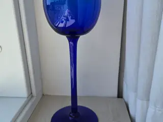 Flot blåt glas med høj stilk 21,5cm