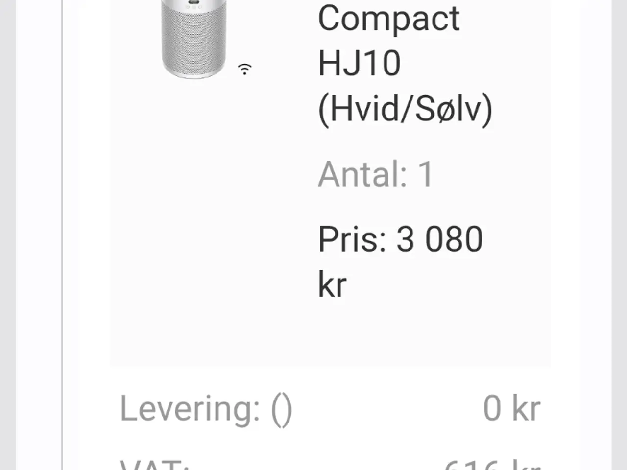 Billede 1 - Dayson hushjet purifier compakt HJ10 (HVID/SØLV)