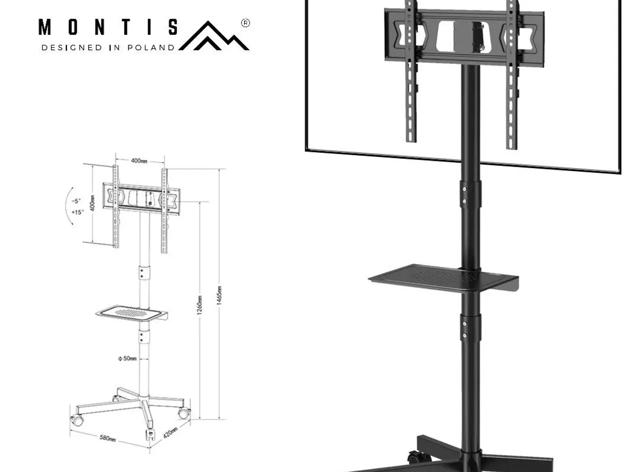 Billede 3 - TV-stander på hjul MONTIS MT191 ATLAS - 26-60"
