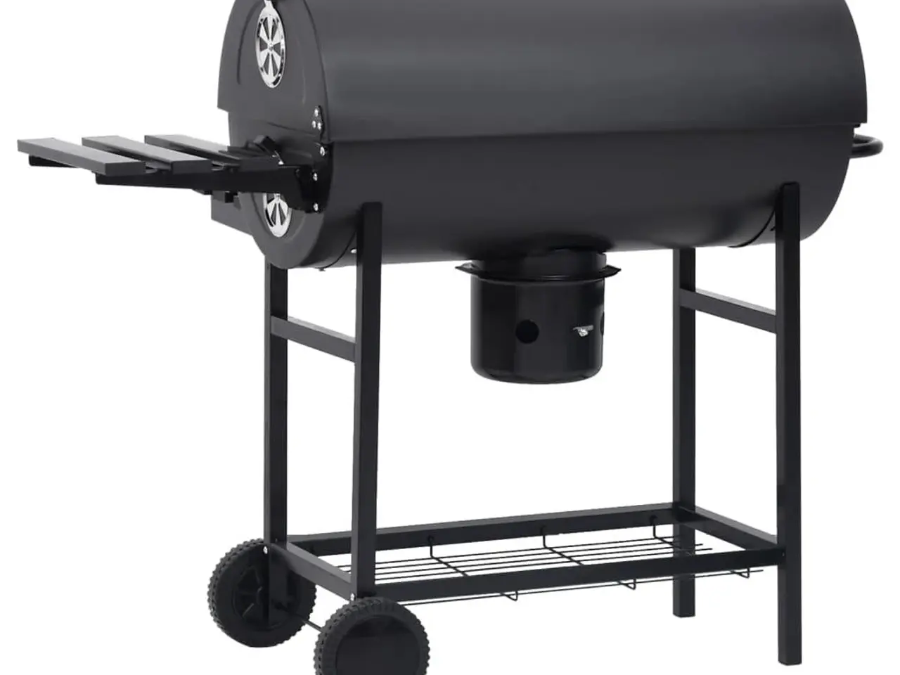 Billede 5 - Tøndegrill med hjul og hylder - stål, sort, 115×85×95 cm