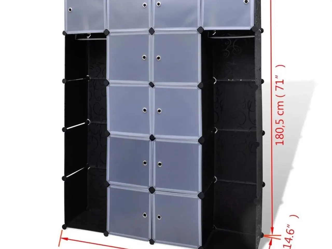 Billede 6 - Modulskab med 14 rum - sort/hvid 37 × 146 × 180,5 cm