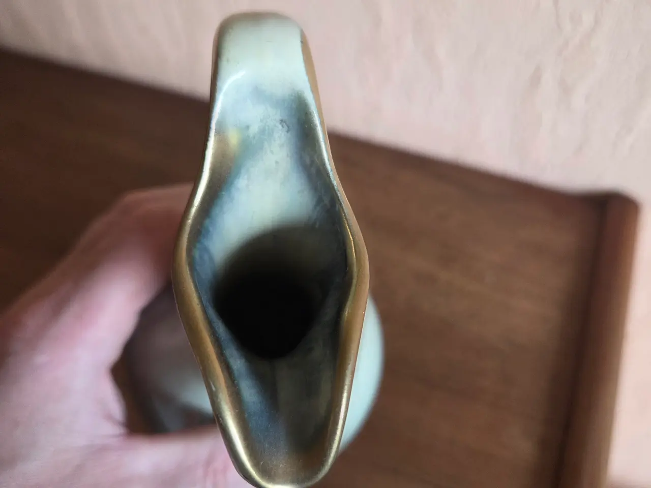 Billede 5 - Keramikkande/vase med gulddetaljer, H: ca. 23 cm