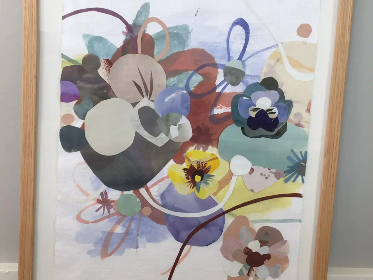 Billede 1 - akvarel & collage af Lise Uhrenholt - sign. og dat