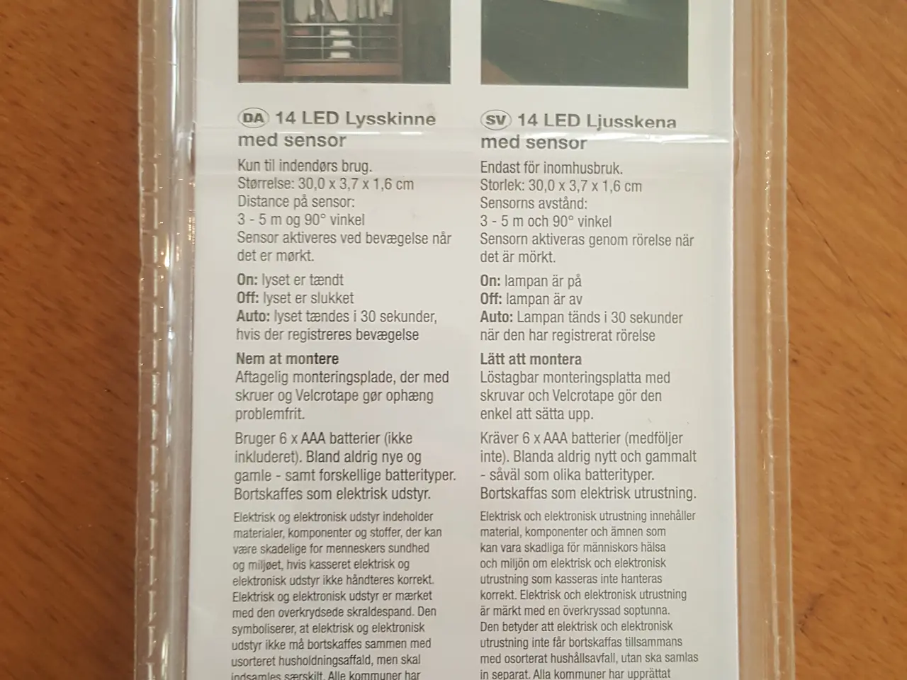 Billede 2 - 14 LED lysskinne med sensor