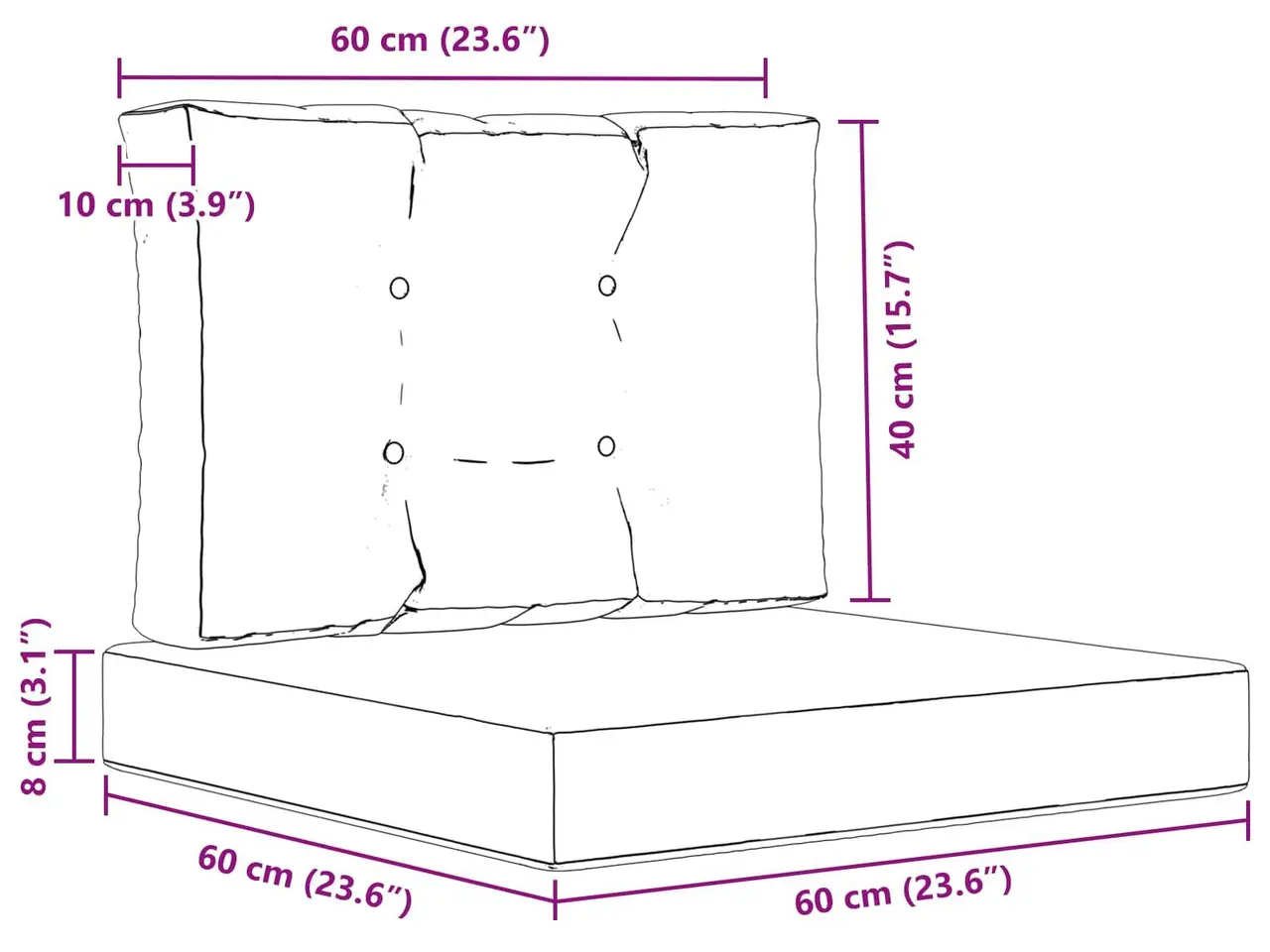 Billede 9 - Udendørs sofapuder 2 stk - antracit polyester