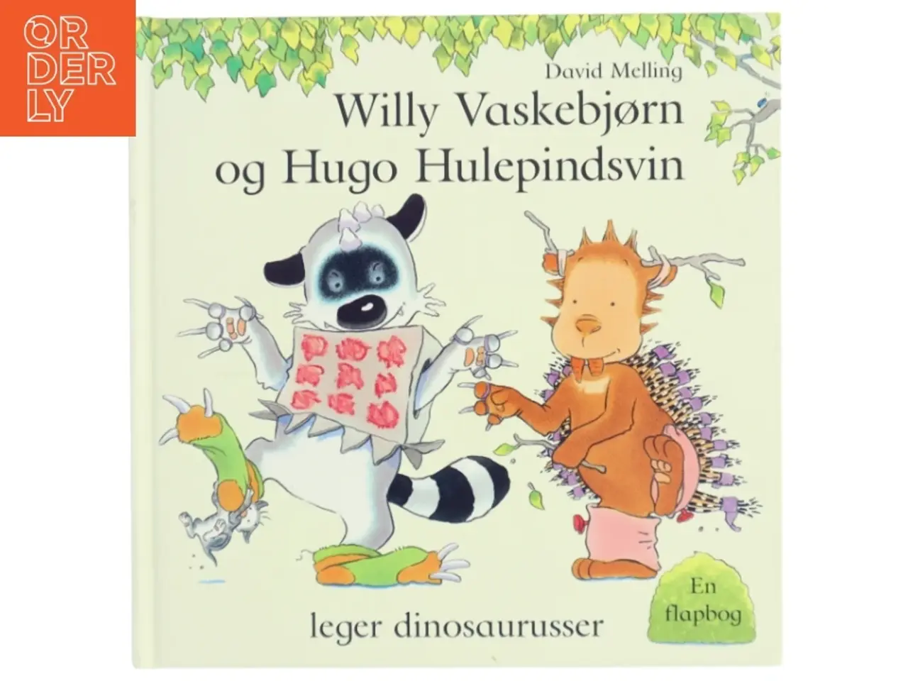 Billede 1 - Willy vaskebjørn og Hugo hulepindsvin leger dinosaurusser af David Melling (Bog)