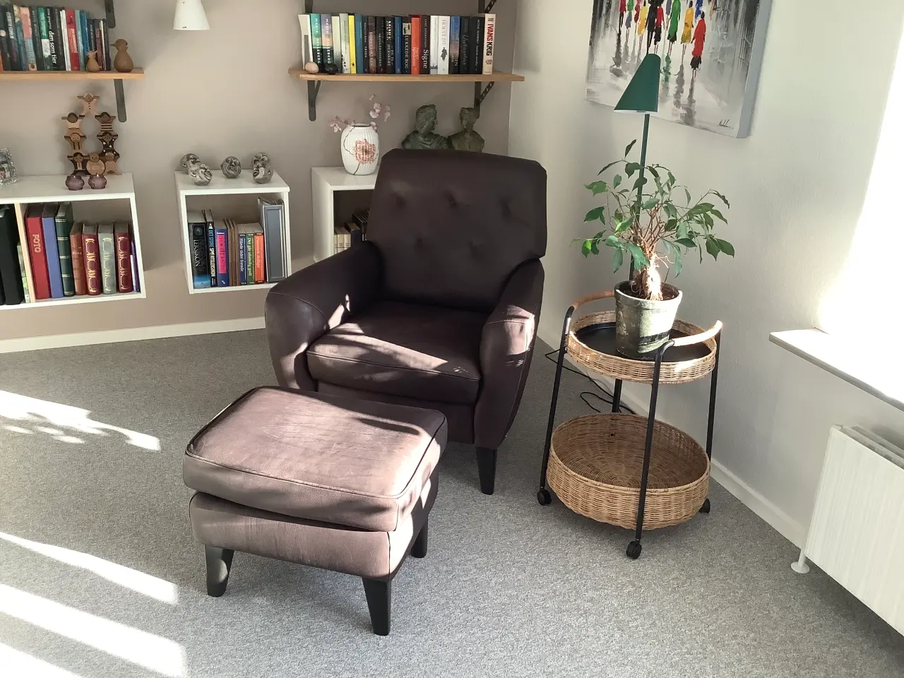 Billede 1 - Natuzzi okselæder lænestol med skammel.