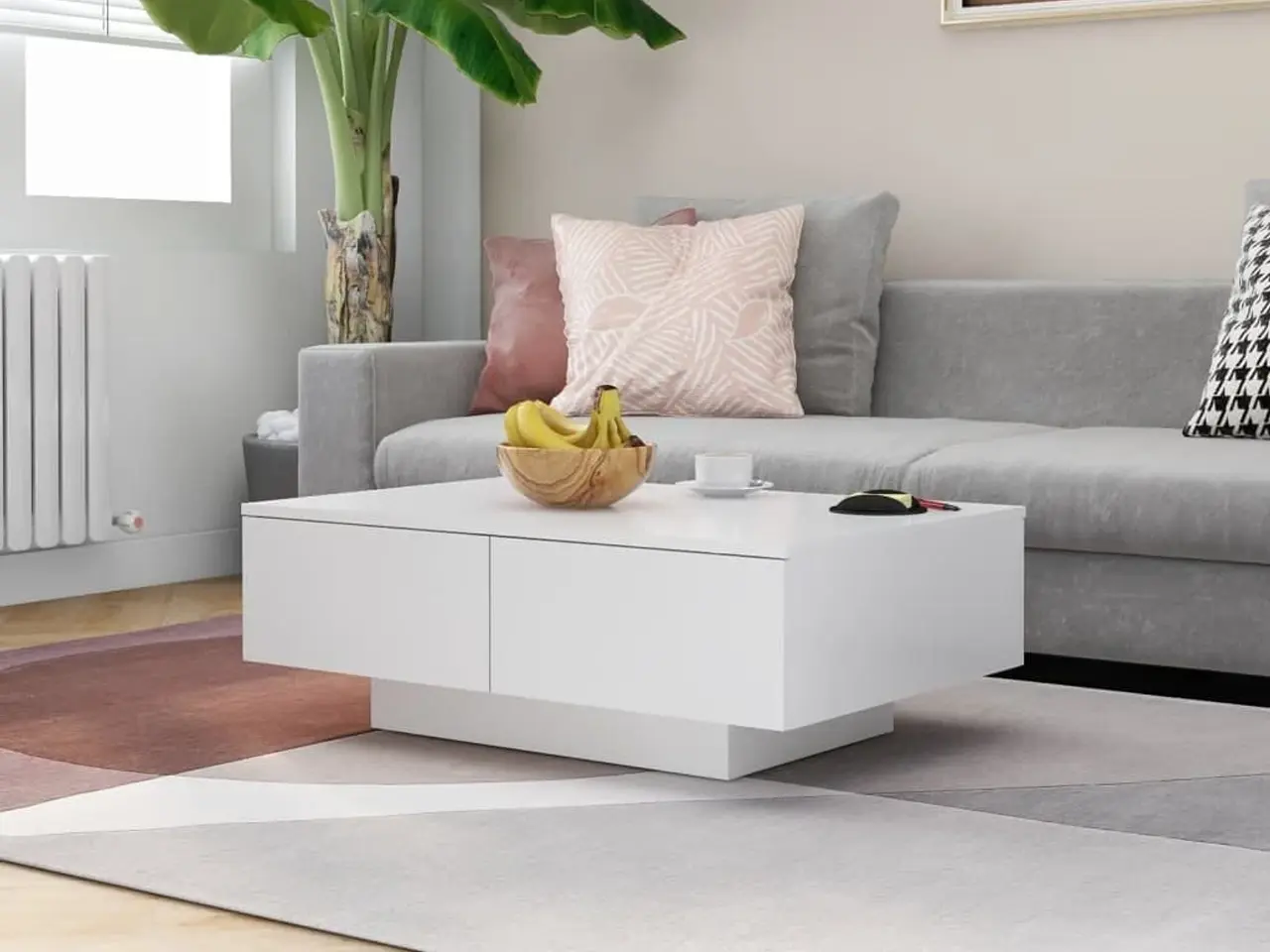 Billede 1 - Sofabord i hvidt konstrueret træ - 90 × 60 × 31 cm