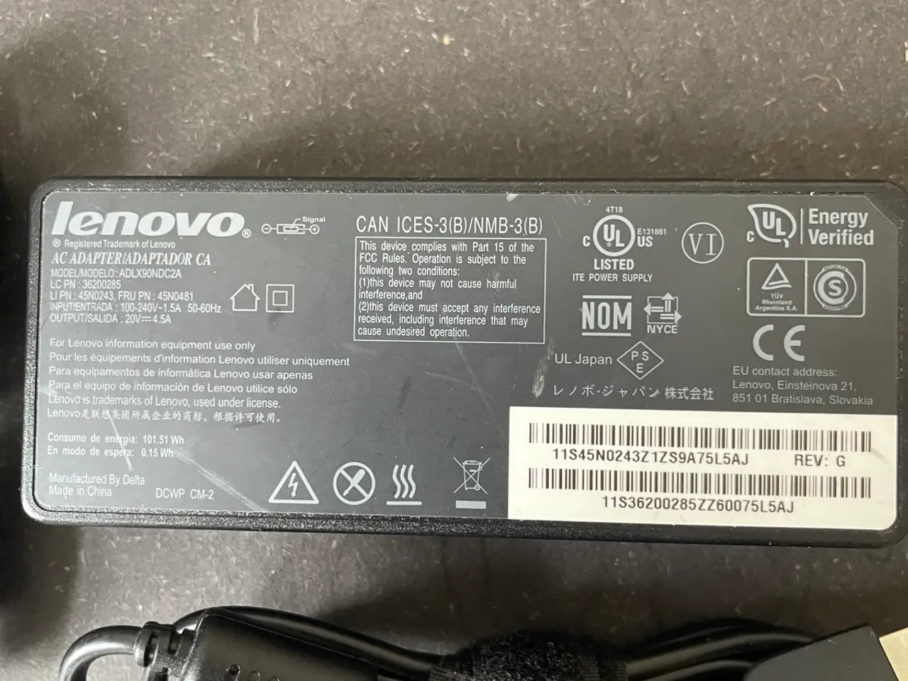 Billede 3 - Original Lenovo 90W strømforsyning (Slim Tip)