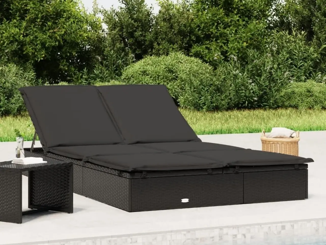 Billede 1 - 2-personers solseng i polyrattan med hynder - sort