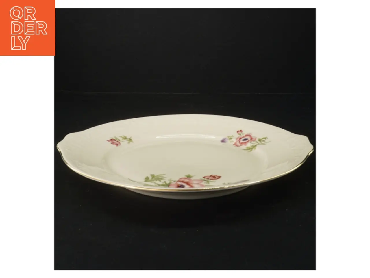 Billede 1 - Porcelain serveringsfad med blomstermønster (str. Ø 27 cm)