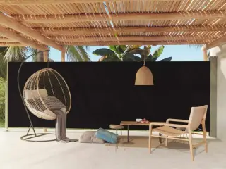 Sammenrullelig sidemarkise til terrassen 180x600 cm sort