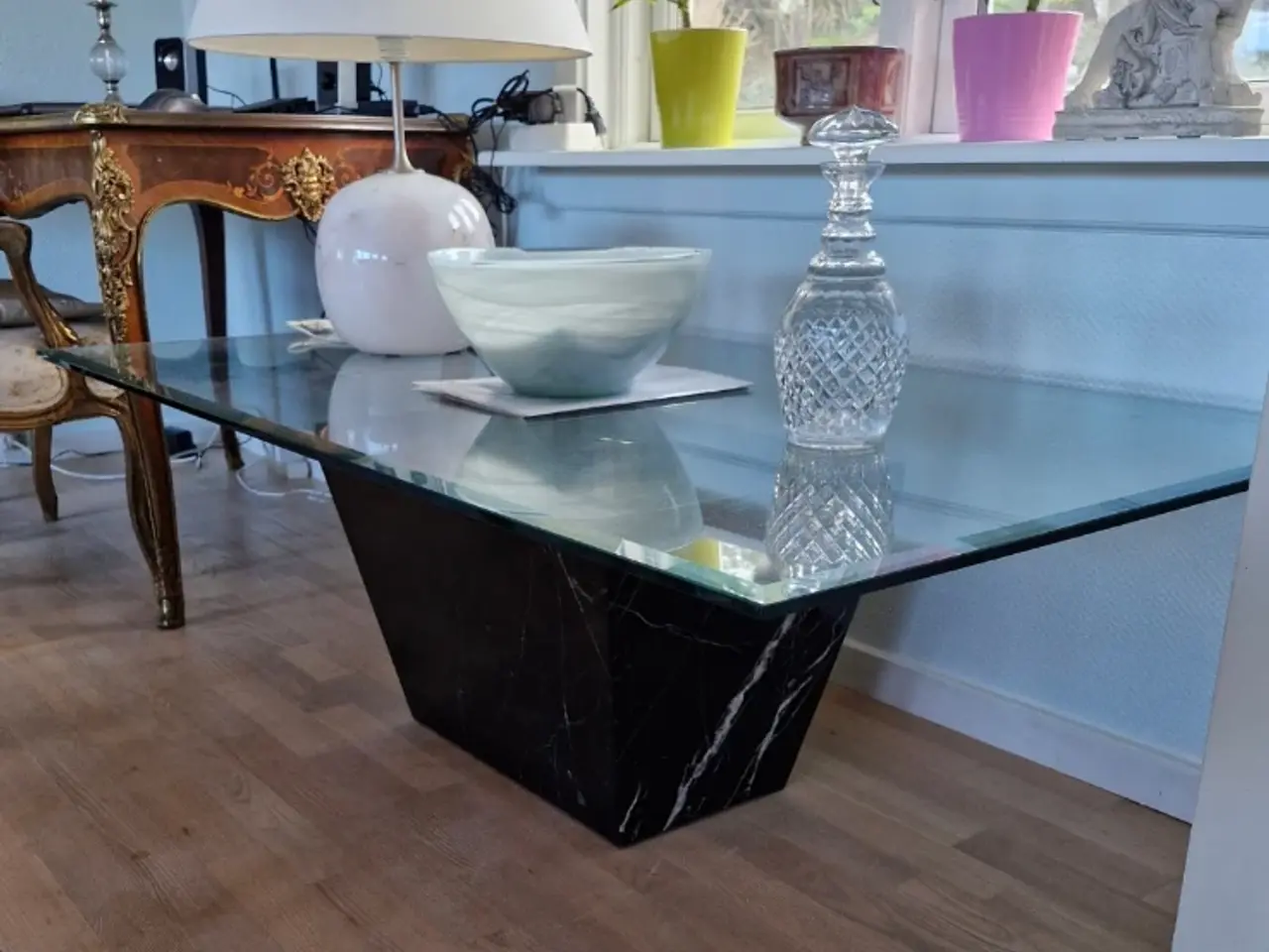Billede 1 - Sofabord nero marquina marmor og glas