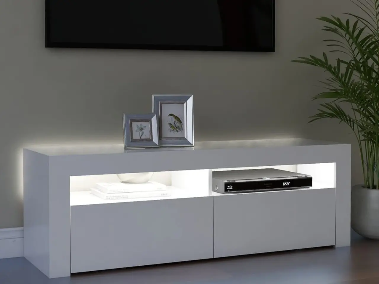 Billede 3 - Tv-skab med LED-lys - 120 × 35 × 40 cm, hvid