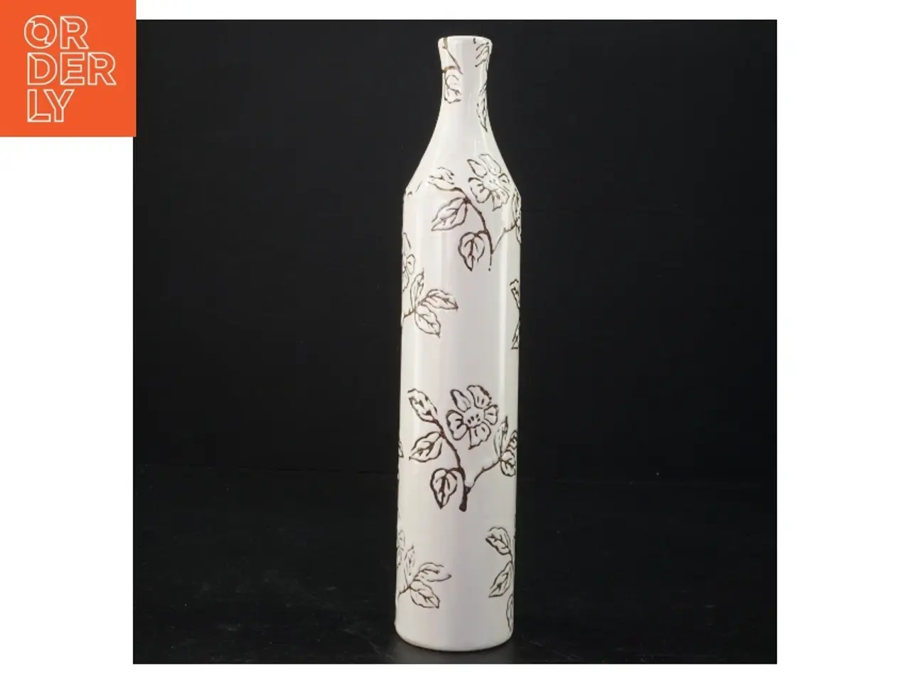Billede 1 - Dekorativ keramik vase med blomstermotiv (str. 28 x 5 ,5 cm)