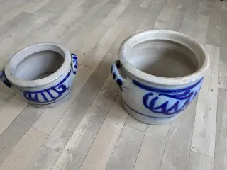 2 Gamle keramik lerkrukker