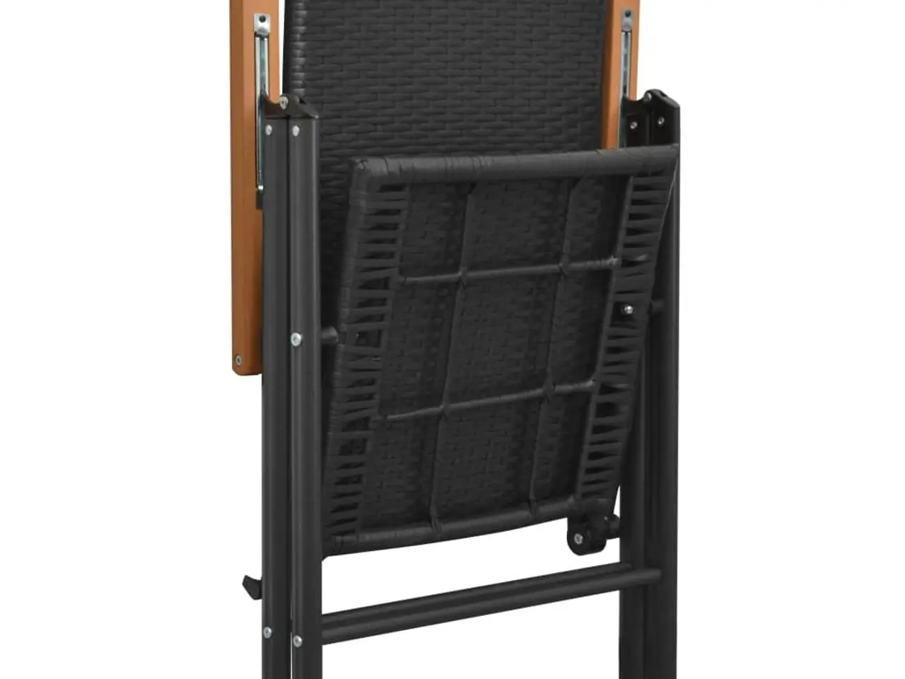 Billede 5 - Stabelbare havestole 2 stk. i sort polyrattan - foldbare med 7 positioner
