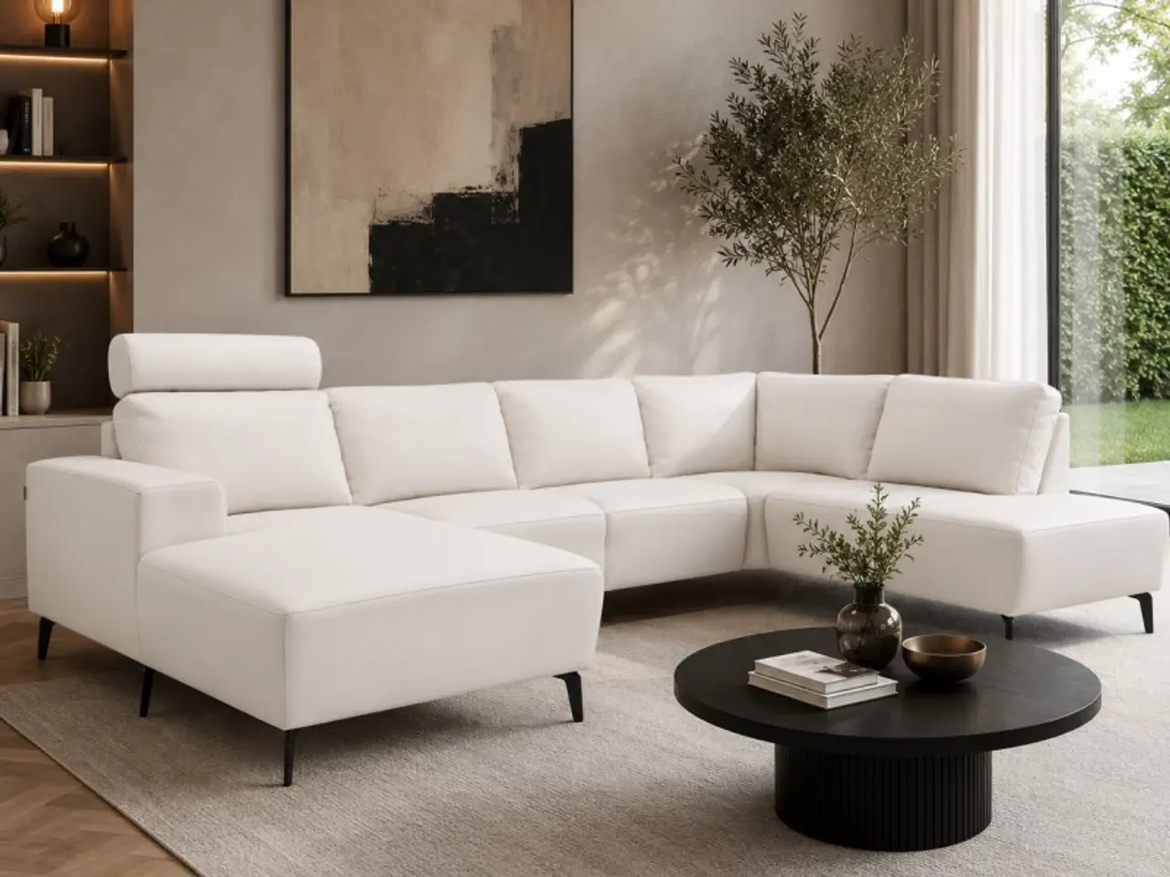 Billede 5 - Hjort Knudsen Copenhagen Hvid Læder U-sofa - Venstrevendt