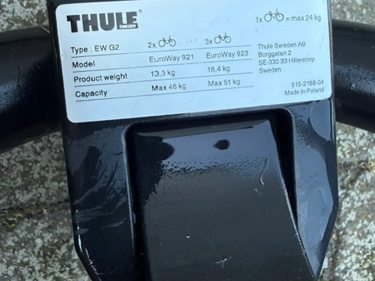Billede 2 - Cykelholder Thule Euroway 921 G2 til 2 cykler