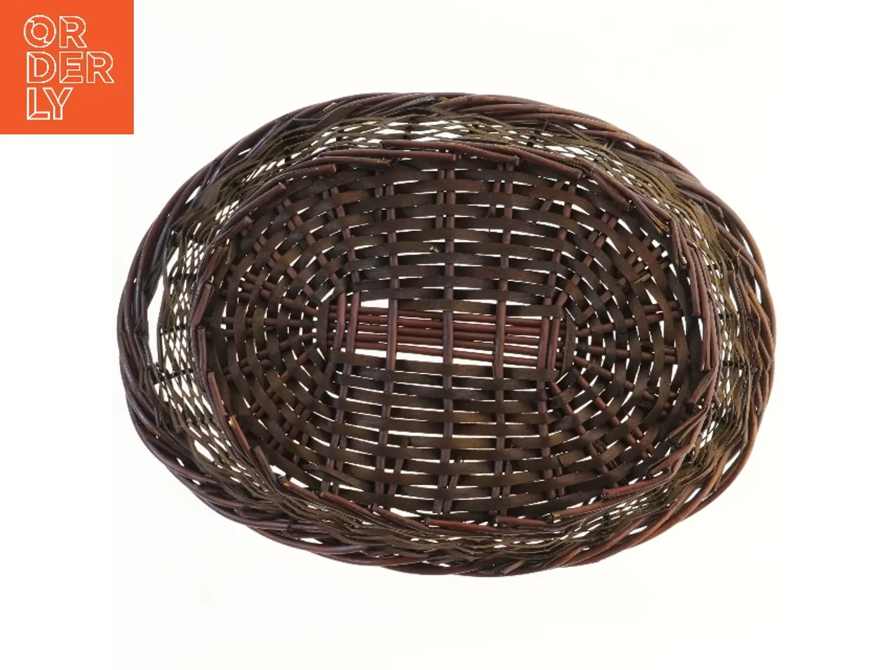 Billede 3 - oval flettekurv i brun pil (str. 50x35x15 cm)
