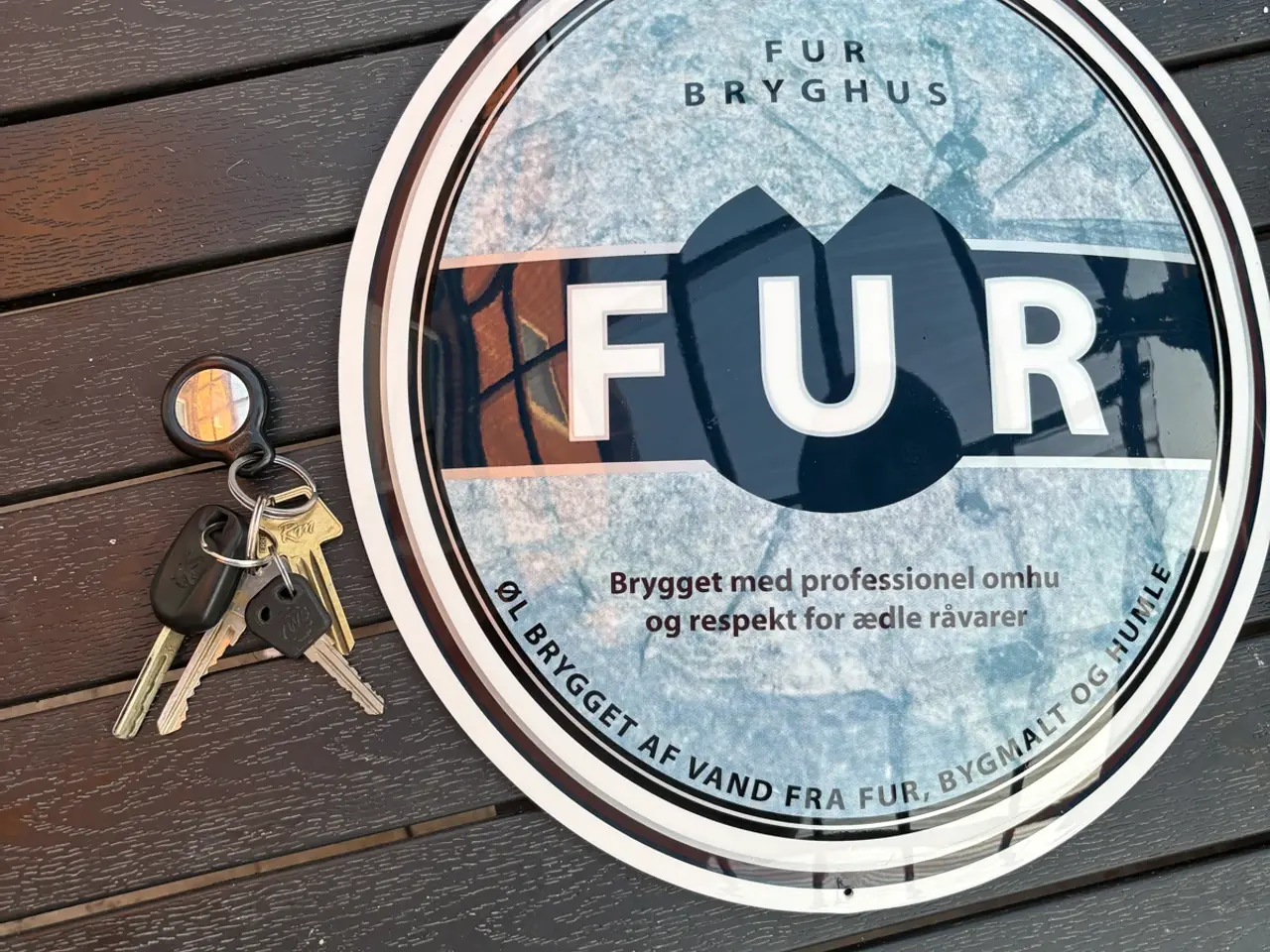 Billede 5 - Super flot Fur øl skilt i metal oval buet