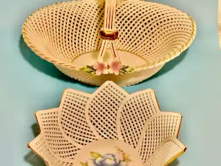 To vintage vaser håndlavede af flettet porcelæn