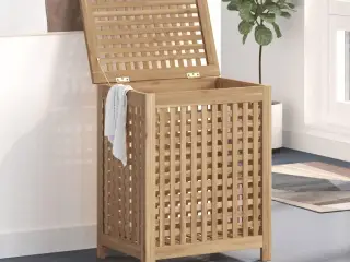 Vasketøjskurv i massivt teaktræ med låg - 50 × 35 × 60 cm