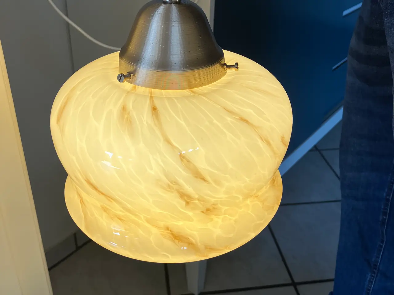 Billede 1 - Art Deco lampe i marmoreret glas