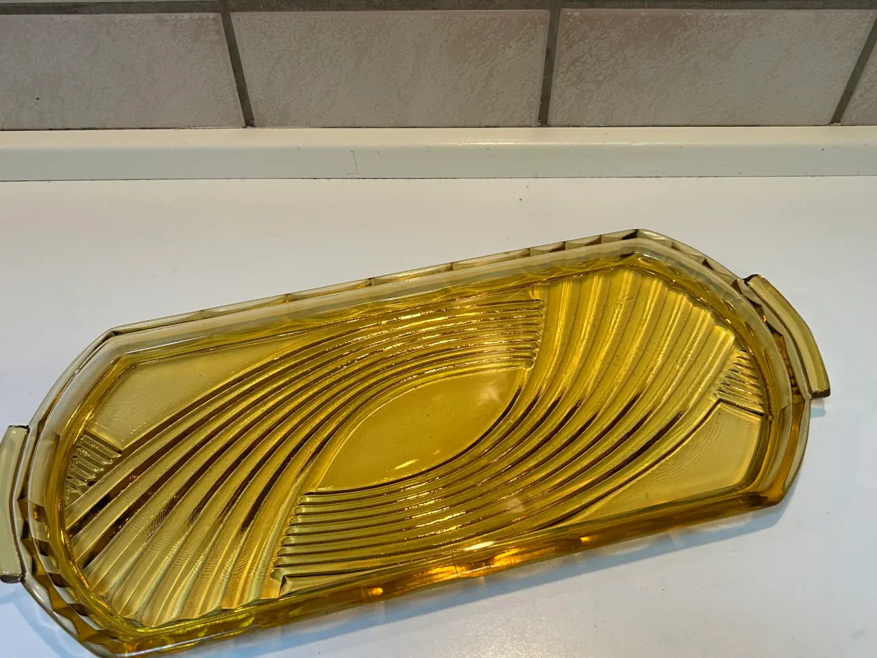 Billede 4 - Gylden glasskål og rouladefad