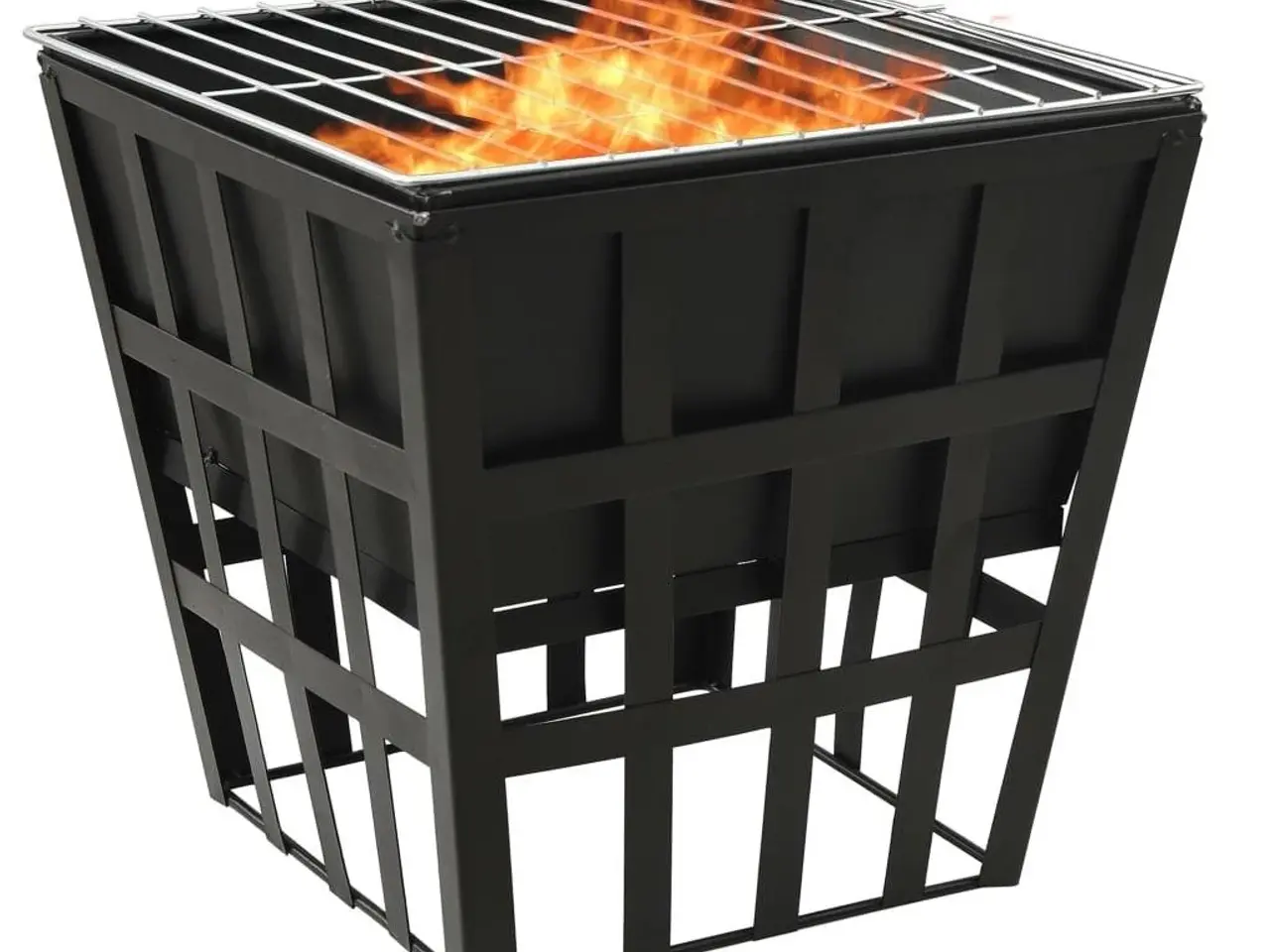Billede 3 - 2-i-1 bålfad og kulgrill 34 × 34 × 48 cm - stål, sort
