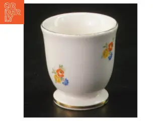 Lille porcelænskop med blomstermotiv (str. Ø 5 cm længde 5,5 cm)