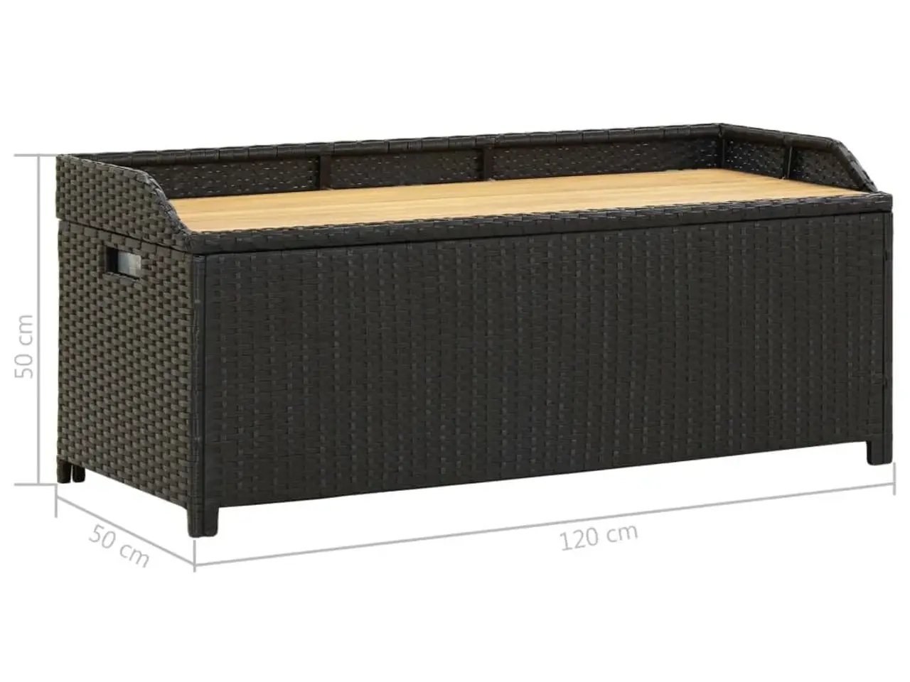 Billede 8 - Havebænk med opbevaring 120 cm i polyrattan - sort